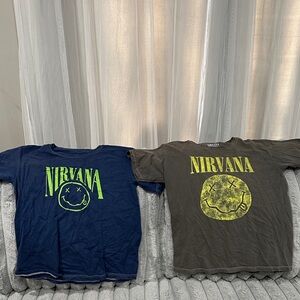 NIRVANA Kids Short-Sleeve Tees in Navy and Charcoal with Yellow Logo
